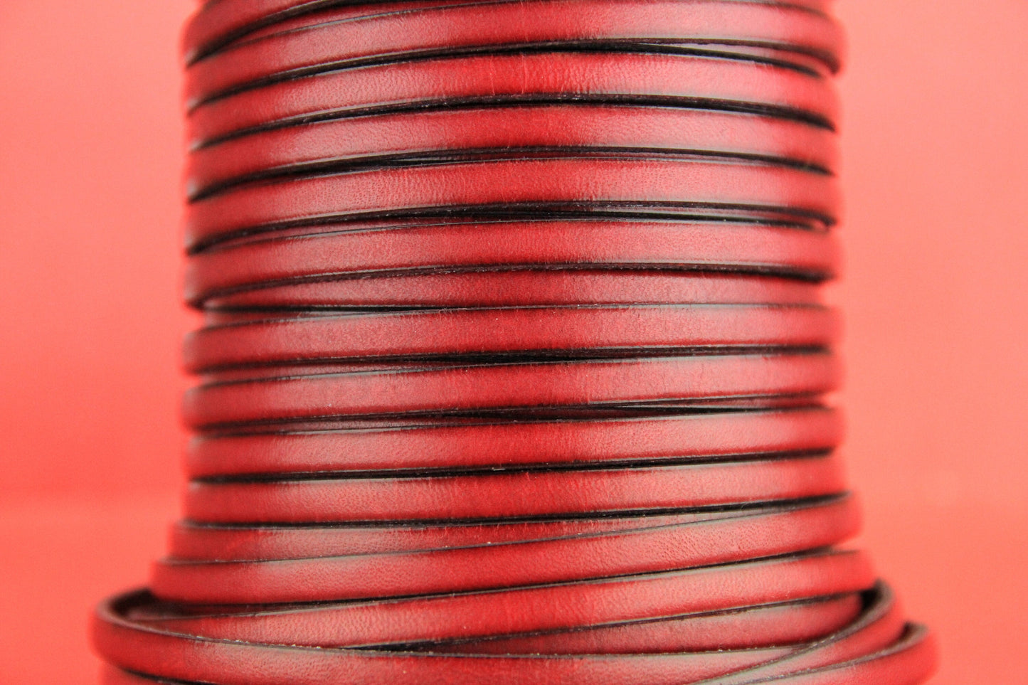 MADE in EUROPE 1 yard of 5mm flat leather cord, 5mm genuine plum leather cord, flat 5mm real leather cord (MARF5CIR)