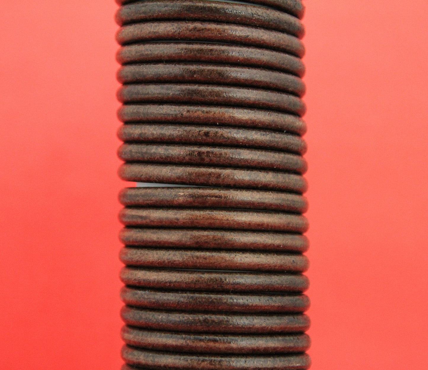 MADE in EUROPE 2 feet (24"=61cm) brown round leather cord, 5mm round brown leather cord,  (5ANIMAR)