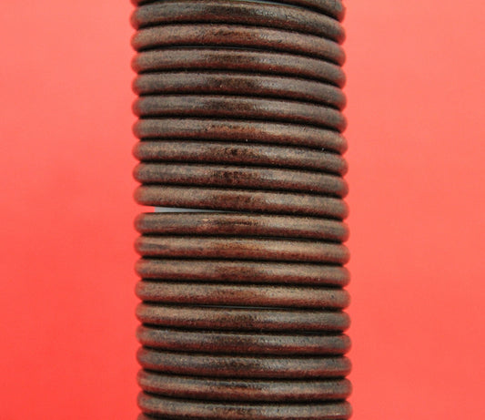 MADE in EUROPE 2 feet (24"=61cm) brown round leather cord, 5mm round brown leather cord,  (5ANIMAR)
