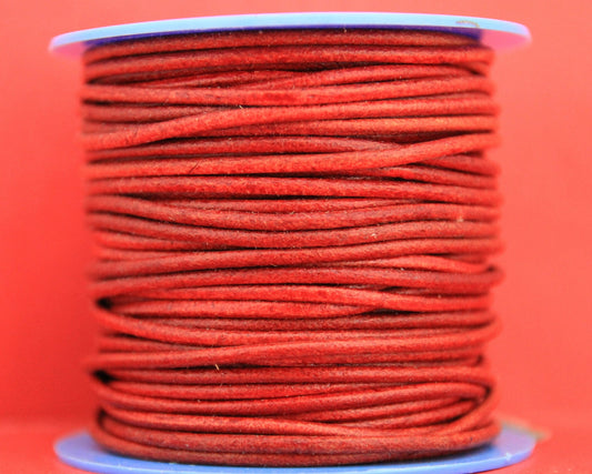 MADE IN SPAIN 6 feet 2mm leather cord, 2mm red leather cord, 2mm jewelry leather cord (2ANIROJ)
