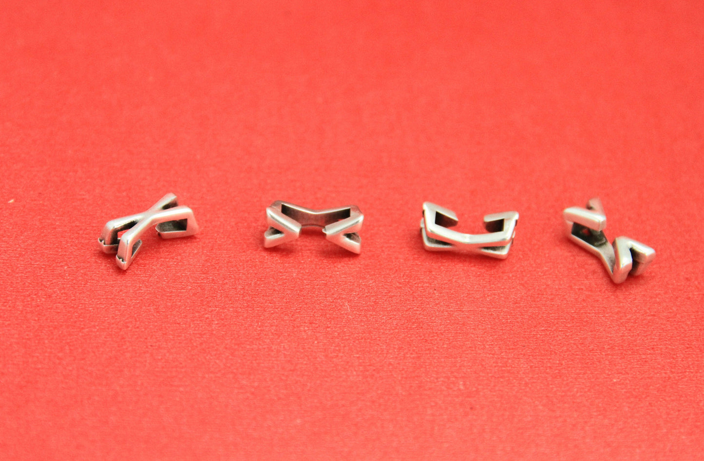 FS0346>>MADE in EUROPE 4 zamak X sliders, 10mm flat cord sliders, 10mm leather cord X sliders, zamak sliders  Qty4