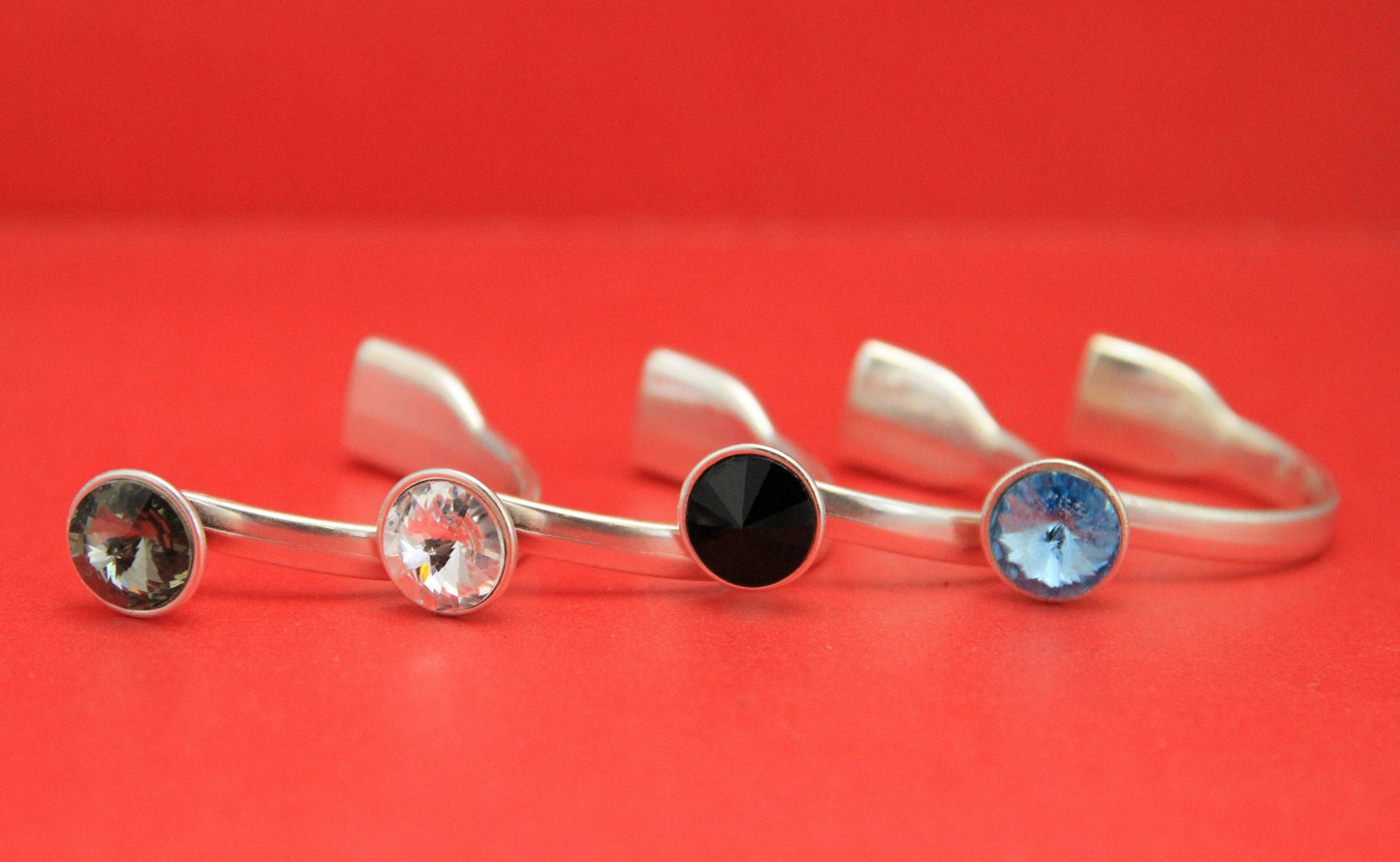 B0056>>MADE in EUROPE zamak half bracelet with Swarovski crystal, flat cord half bracelet with slider, qty1set