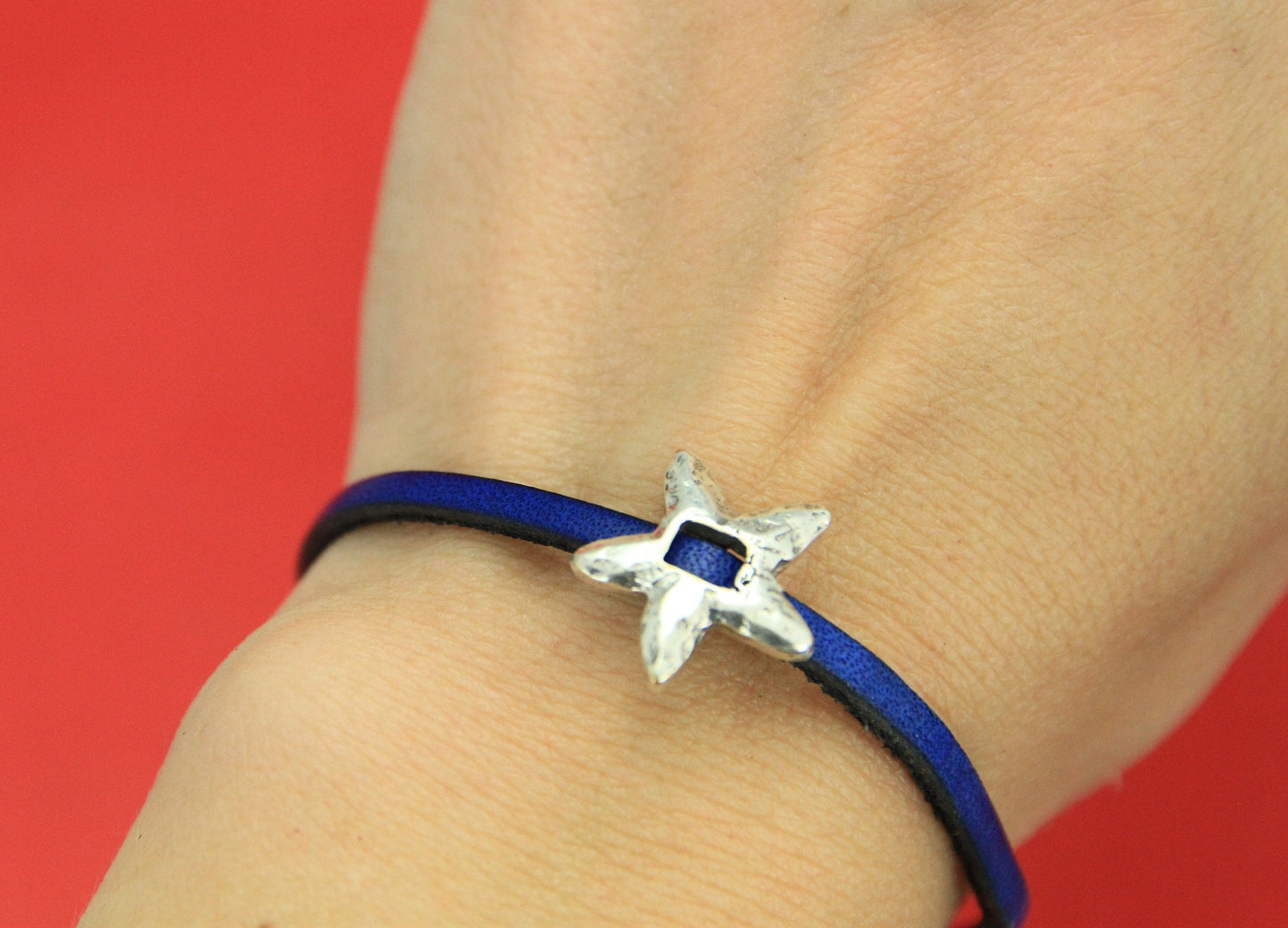 FS0351>>MADE IN EUROPE 2 zamak starfish sliders, flat 3mm cord sliders, 3mm flat cord starfish sliders, Qty2
