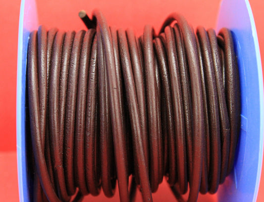 MADE IN SPAIN 1 yard 3.5mm round leather cord, dark brown genuine leather cord (3.5ANIDBROWN)