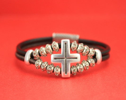 C0005>>MADE in EUROPE zamak 2 cross connectors, silver cross connectors, 4mm round cord connector,  (PF8574) Qty2