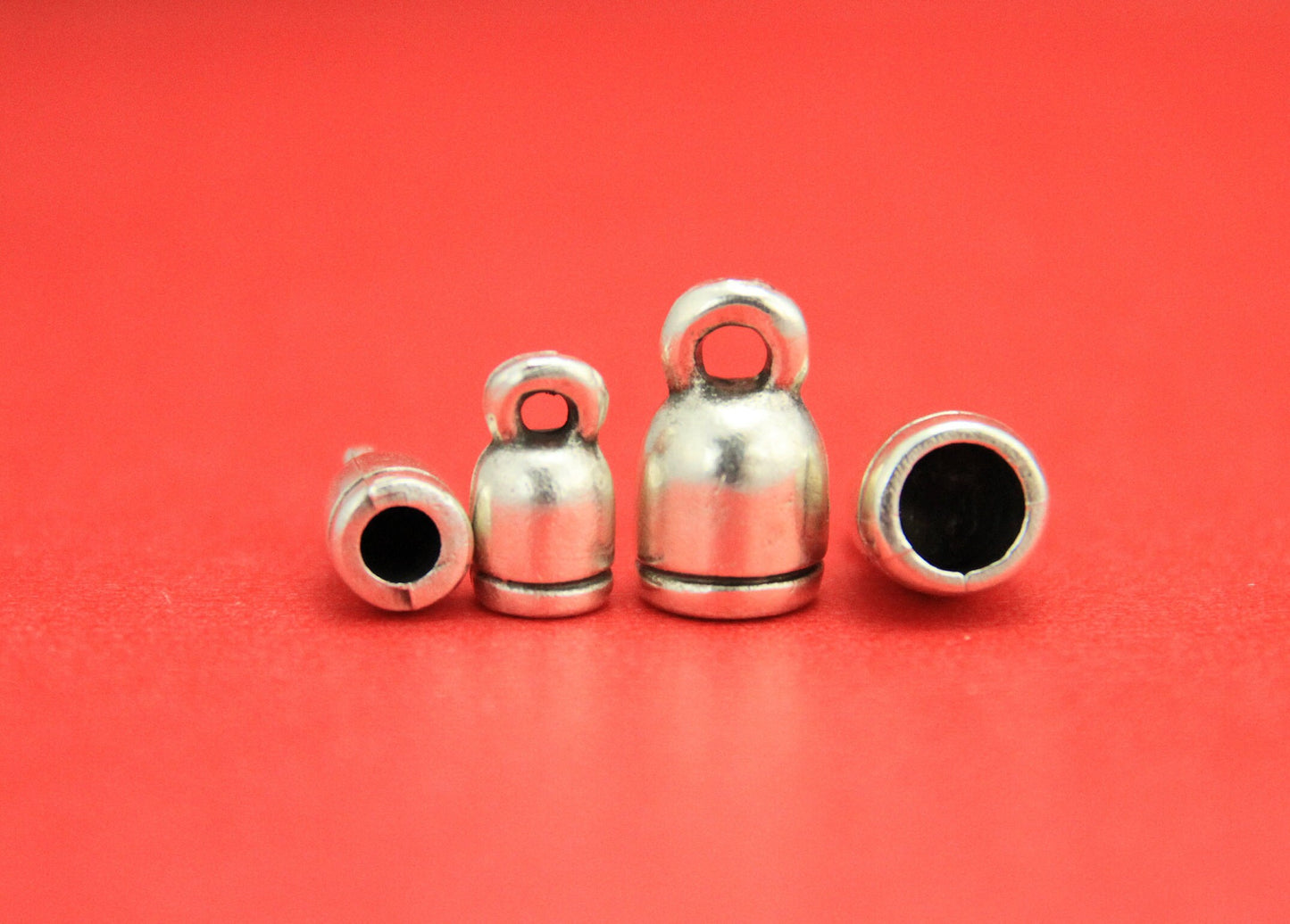 6/1 MADE in EUROPE 4 leather cord ends, 6mm cord ends, silver cord ends for round 6mm leather cord (X50496AS)Qty4