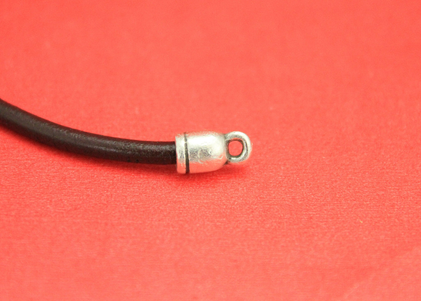 6/2 MADE IN EUROPE zamak 4 cord end caps, 4mm round leather cord ends, bracelet cord ends (X50497AS) Qty4