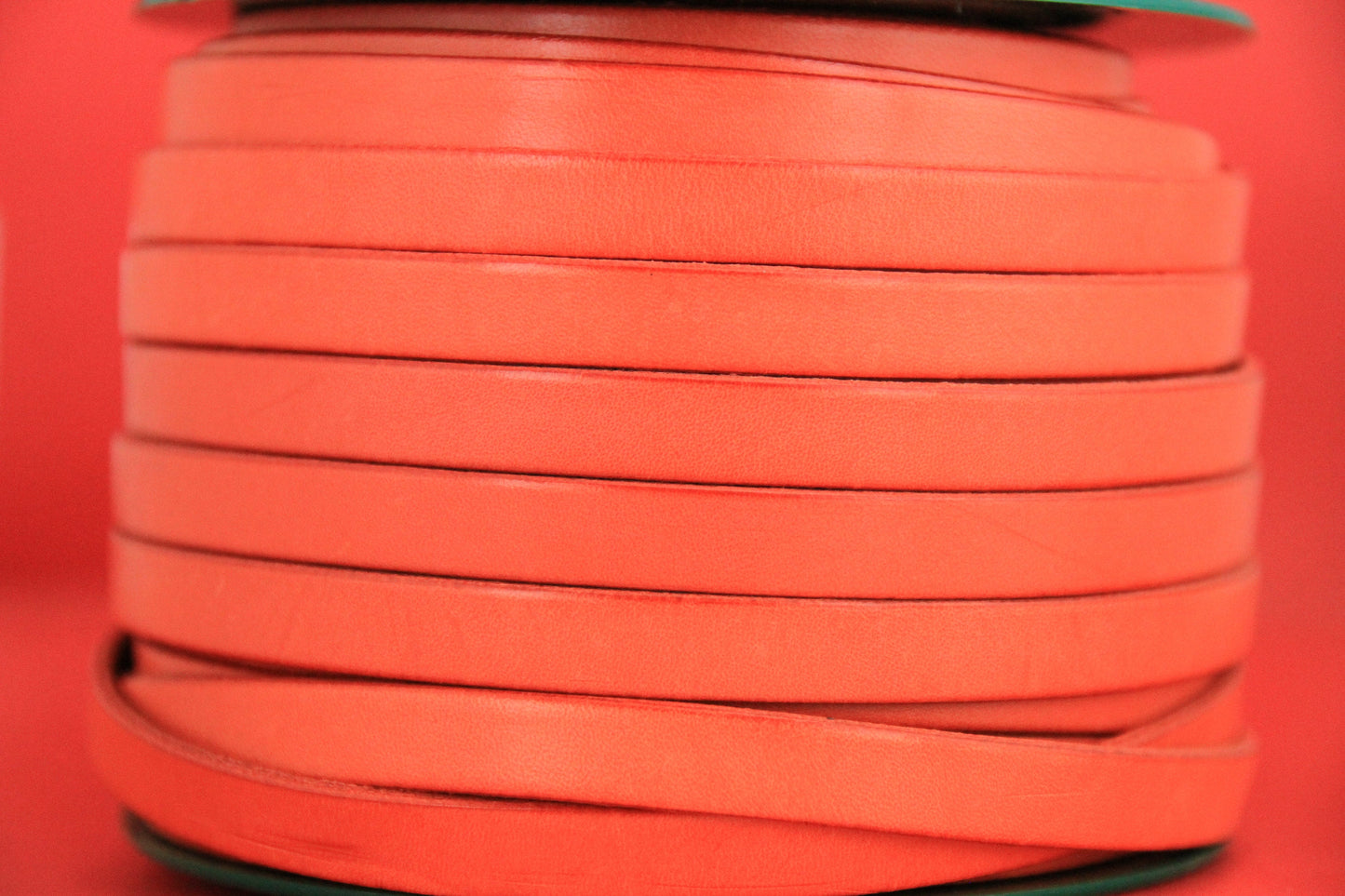 MADE in EUROPE 24" flat leather cord, 10mm flat leather cord, orange leather cord, leather cord for bracelet (MARF10NAR/B)