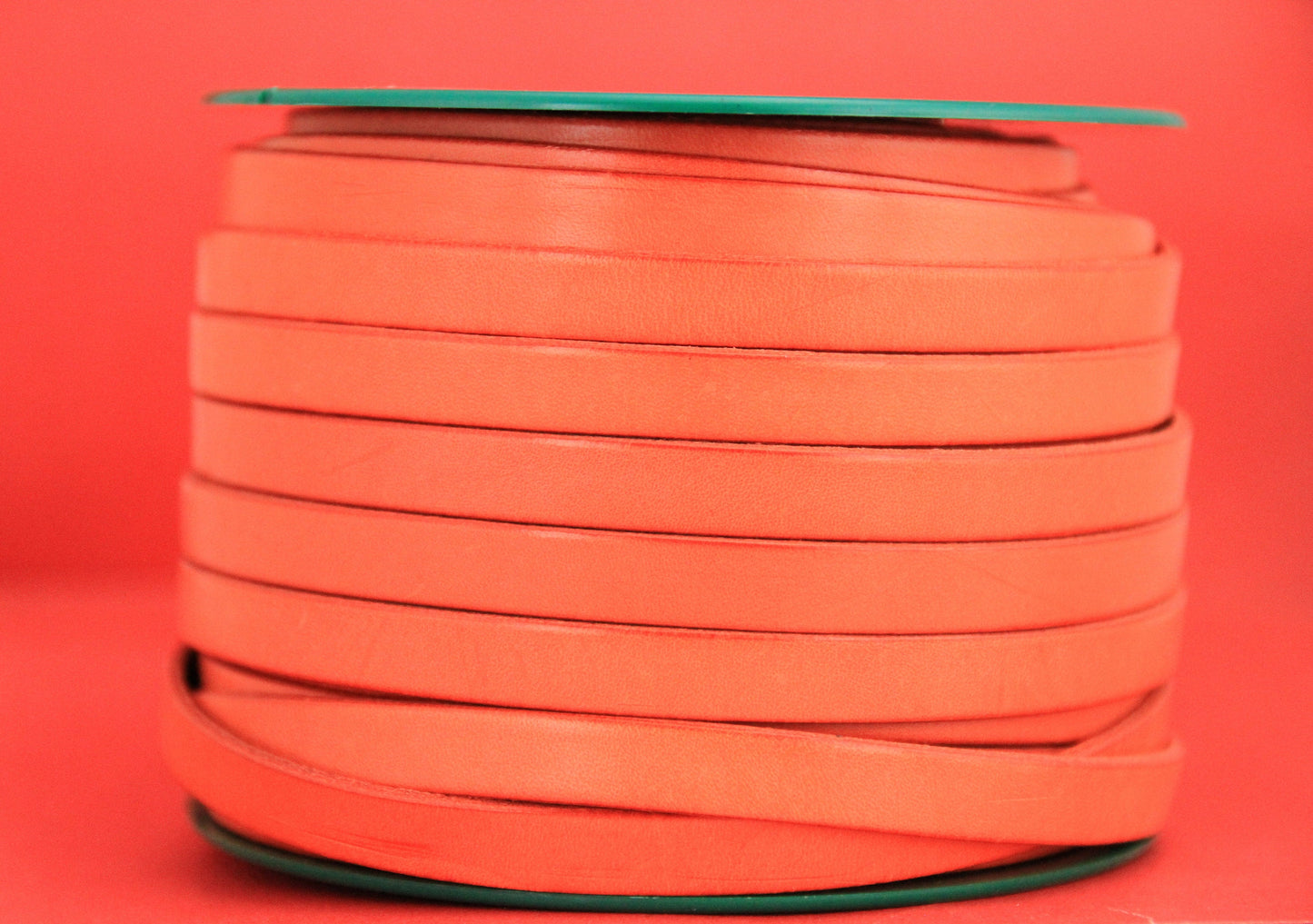 MADE in EUROPE 24" flat leather cord, 10mm flat leather cord, orange leather cord, leather cord for bracelet (MARF10NAR/B)