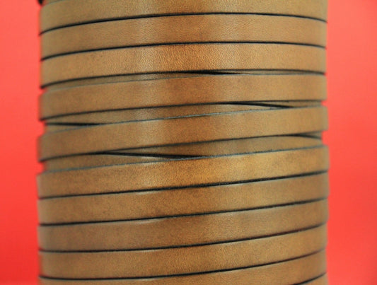 MADE in EUROPE 24" flat leather cord, 10mm leather cord, genuine leather cord (MARF10TAU)