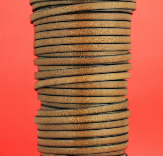 MADE in EUROPE 1 yard of leather cord, 5mm leather cord, flat leather cord, 5mm taupe leather cord (MARF5TAU)