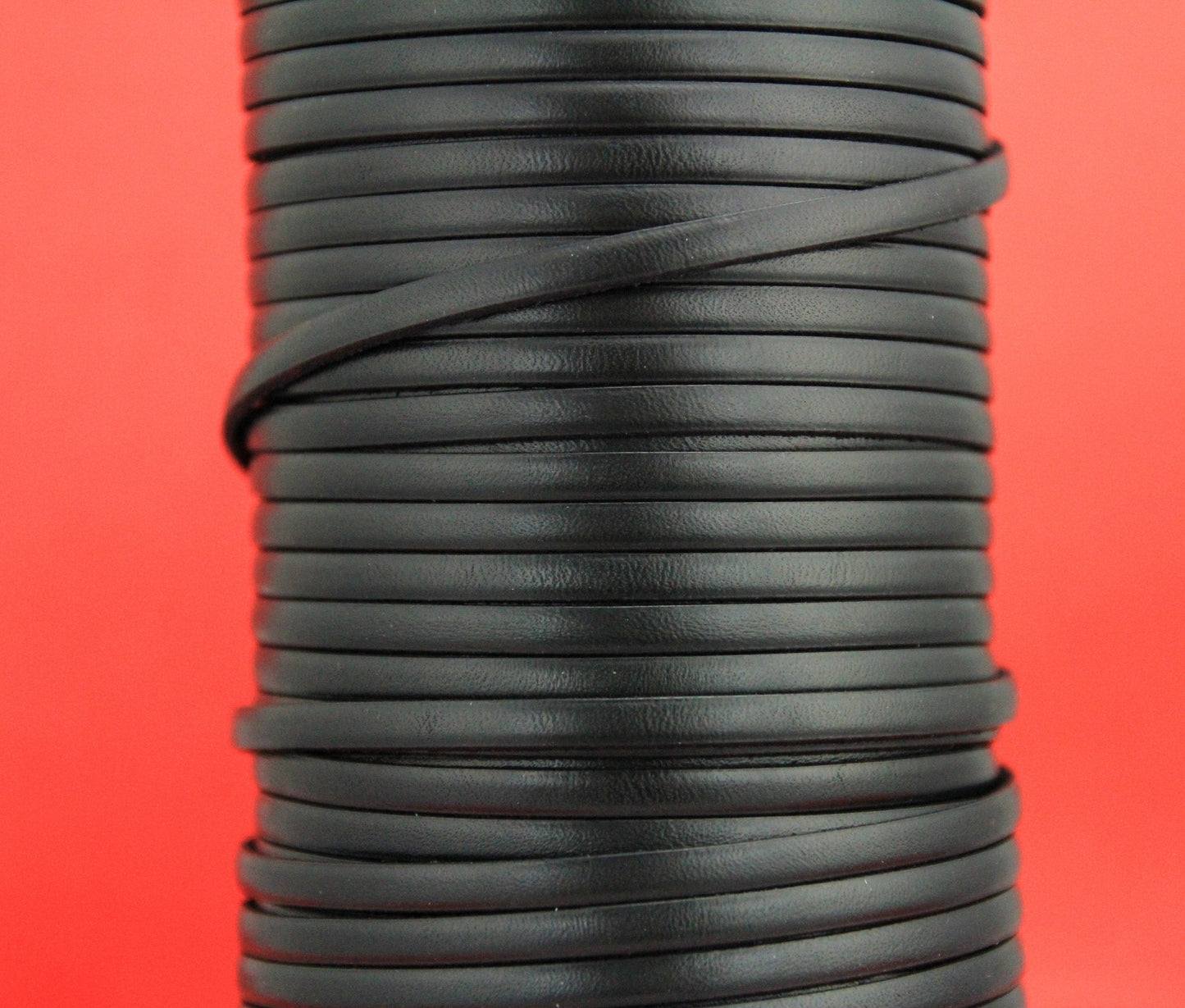 MADE in EUROPE 1 yard of 5mm flat leather cord, genuine leather 5mm strip, black flat leather cord (AR100/05/34)