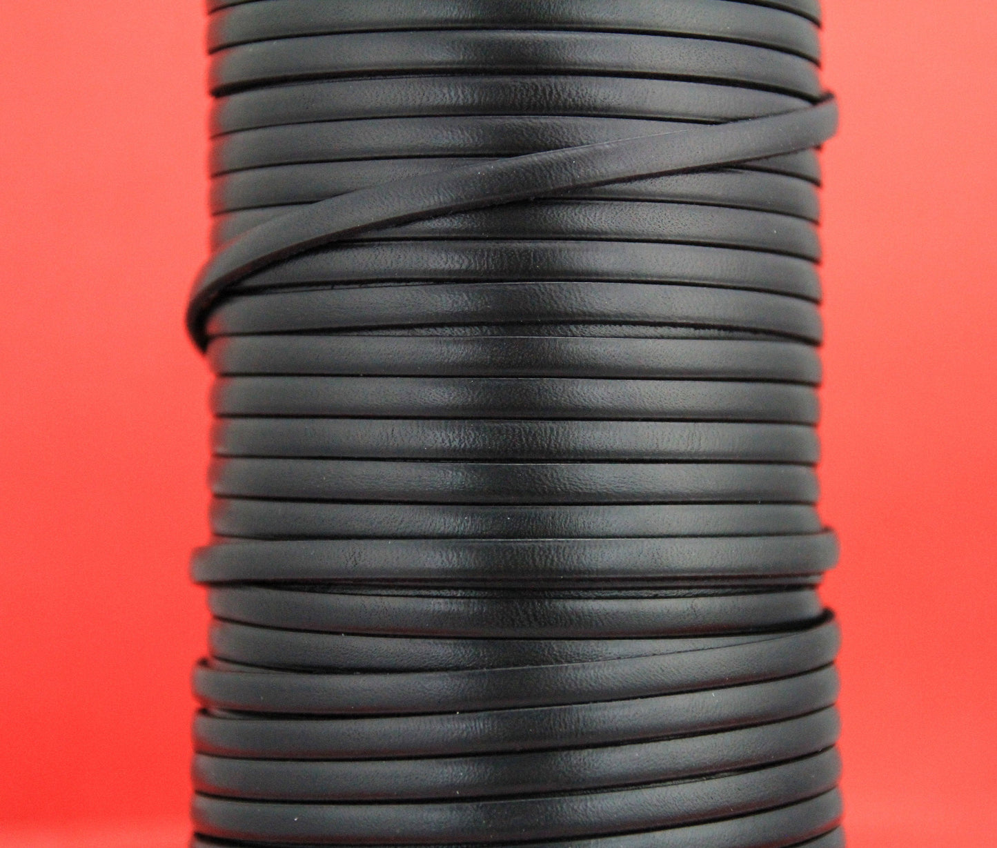 MADE in EUROPE 1 yard of 5mm flat leather cord, genuine leather 5mm strip, black flat leather cord (AR100/05/34)