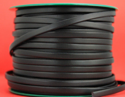 MADE in EUROPE 1 yard of 6mm flat leather cord,  black 6mm leather cord, black 6mm leather cord (MARF6NEG)