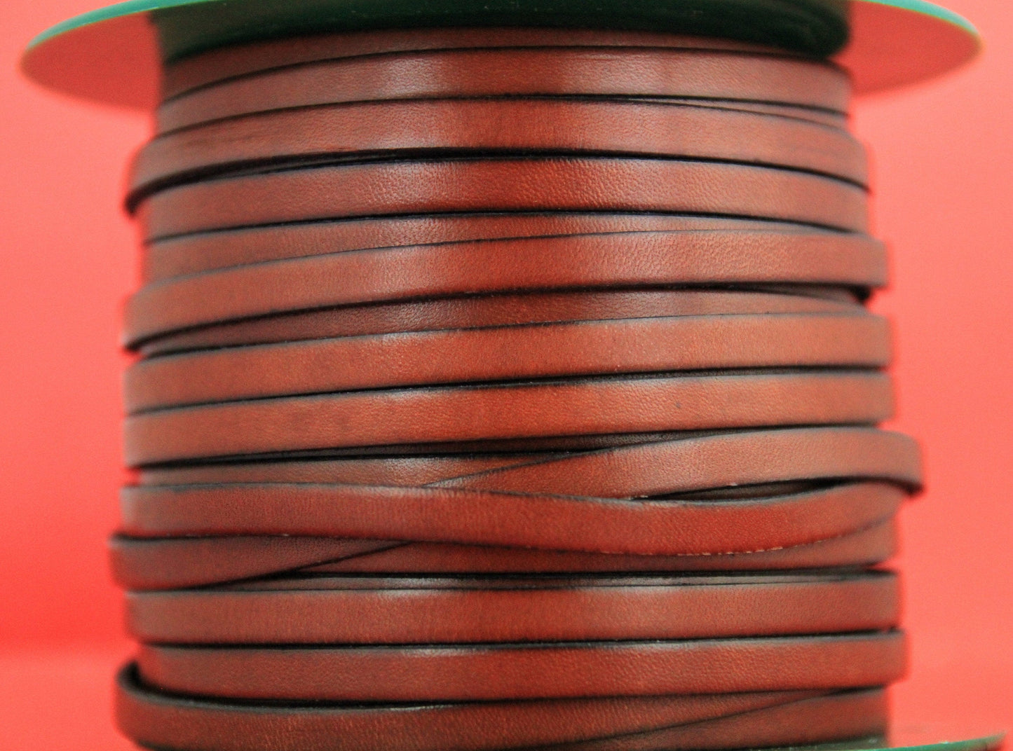 MADE in EUROPE 1 yard of mm flat leather cord, genuine leather 6mm strip, 6mm cognac leather cord (MARF6COG)