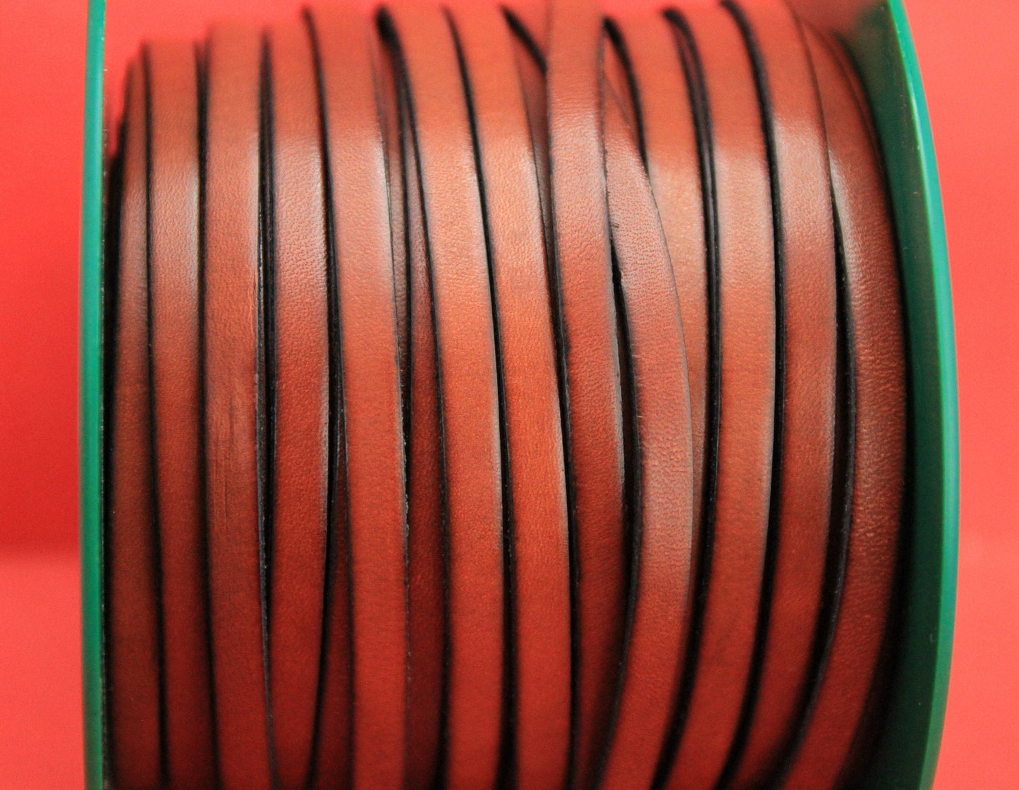 MADE in EUROPE 1 yard of mm flat leather cord, genuine leather 6mm strip, 6mm cognac leather cord (MARF6COG)