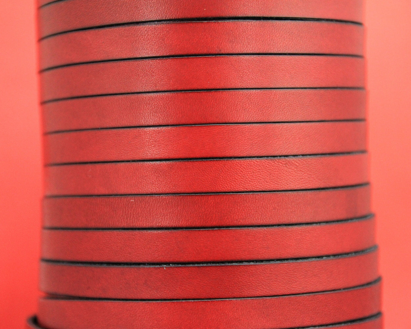 MADE IN SPAIN 24" flat leather cord, pomegrante flat leather cord, 10mm flat leather cord (MARF10CIR)