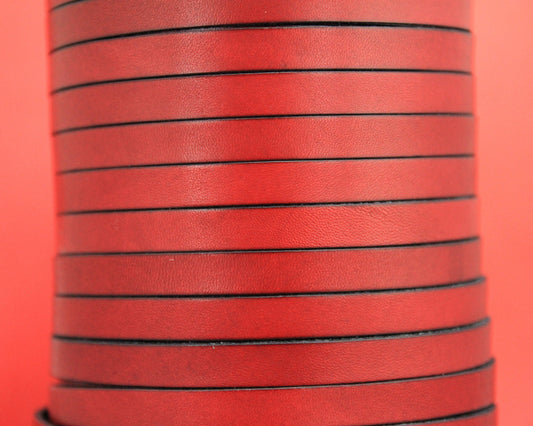 MADE IN SPAIN 24" flat leather cord, pomegrante flat leather cord, 10mm flat leather cord (MARF10CIR)