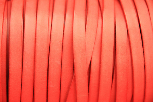 MADE IN SPAIN 24" flat leather cord, coral flat leather cord, 10mm flat leather cord (MARF10COR)