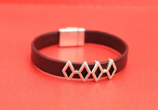 FS0345>>MADE IN EUROPE  2 zamak flat cord double rhombus sliders, 10mm flat cord  sliders Qty2