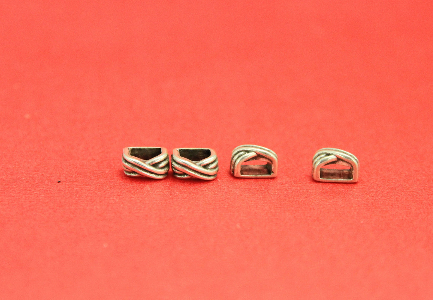 FS0348>>MADE in EUROPE 4 zamak twisted sliders for 6mm cord, flat cord sliders, qty4