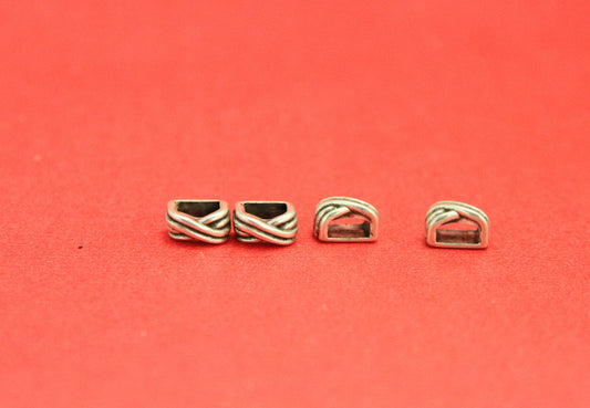 FS0348>>MADE in EUROPE 4 zamak twisted sliders for 6mm cord, flat cord sliders, qty4