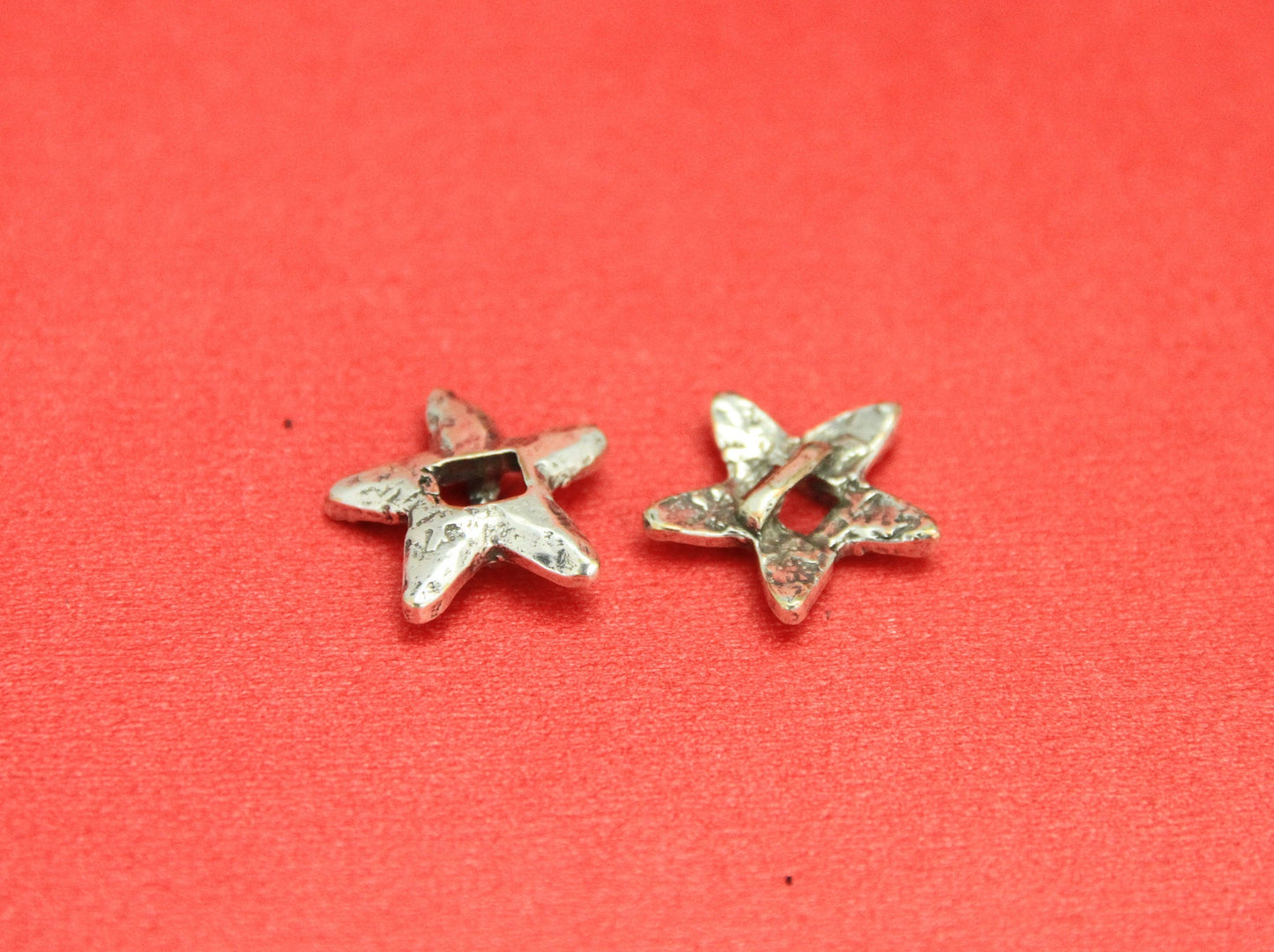 FS0351>>MADE IN EUROPE 2 zamak starfish sliders, flat 3mm cord sliders, 3mm flat cord starfish sliders, Qty2