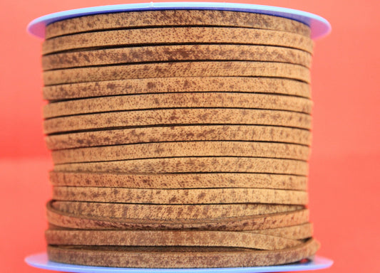 MADE IN SPAIN 1 yard vintage leather cord, 5mm camel color vintage leather cord (VM5VCAM)
