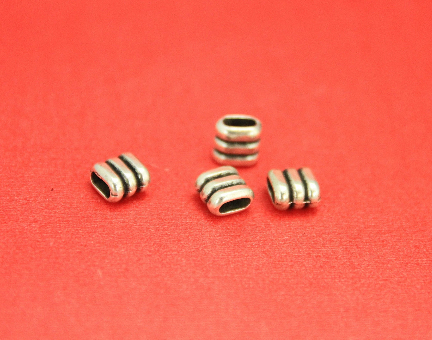FS0356>>MADE in EUROPE 4 zamak sliders for 5mm cord, flat cord slider beads qty4
