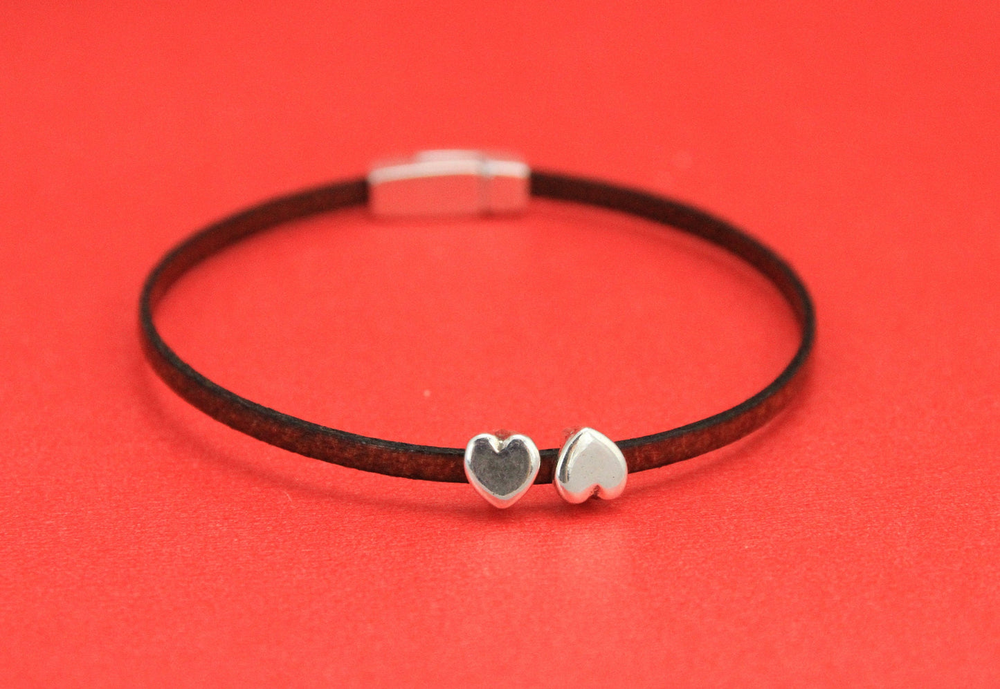 FS0353>>MADE IN EUROPE 2 zamak heart sliders, flat 3mm cord sliders, 3mm flat cord sliders, silver heart 3mm sliders(578603/04) Qty2
