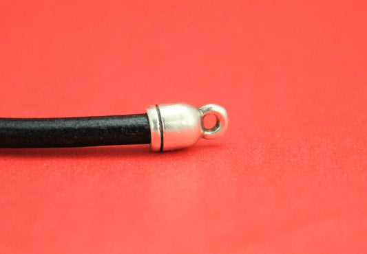 6/1 MADE in EUROPE 4 leather cord ends, 6mm cord ends, silver cord ends for round 6mm leather cord (X50496AS)Qty4