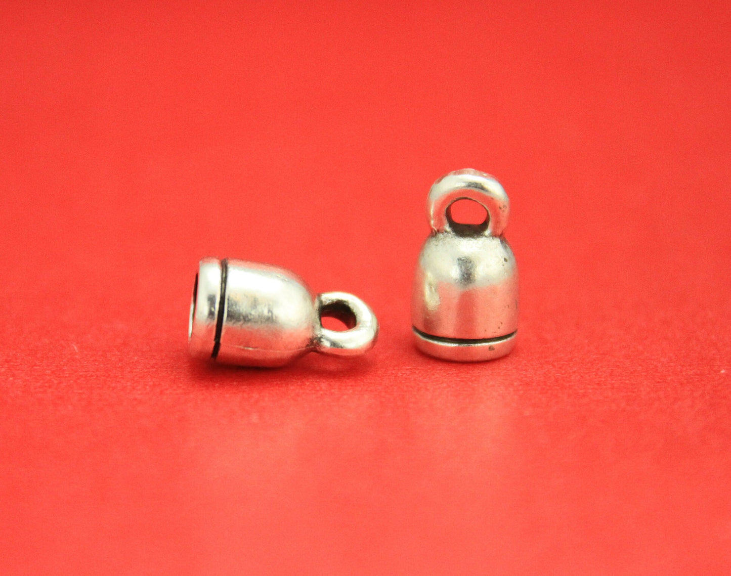 6/2 MADE IN EUROPE zamak 4 cord end caps, 4mm round leather cord ends, bracelet cord ends (X50497AS) Qty4