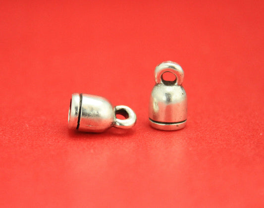 6/2 MADE IN EUROPE zamak 4 cord end caps, 4mm round leather cord ends, bracelet cord ends (X50497AS) Qty4