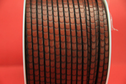 MADE in EUROPE 24'' flat 5mm engraved leather cord, 5mm flat leather cord, 5mm embossed leather cord (511/05/26)