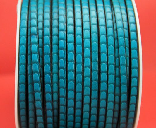 MADE in EUROPE 24'' flat 5mm engraved leather cord, 5mm flat leather cord, 5mm embossed leather cord (511/05/08)