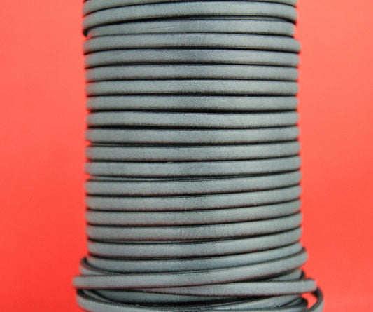 MADE in EUROPE 1 yard of 5mm flat  gray leather cord, 5mm genuine leather cord, flat 5mm real leather cord (AR100/05/32)