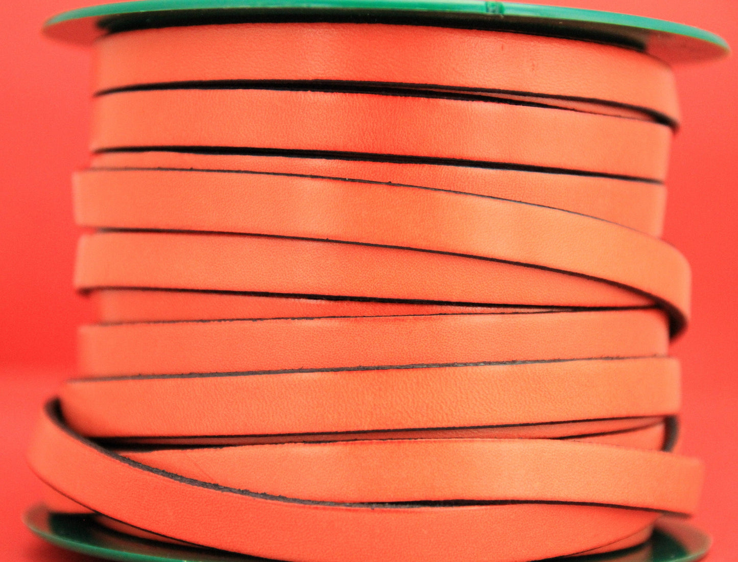MADE in EUROPE 24" flat leather cord, 10mm flat leather cord, orange leather cord, leather cord for bracelet (MARF10NAR/B)