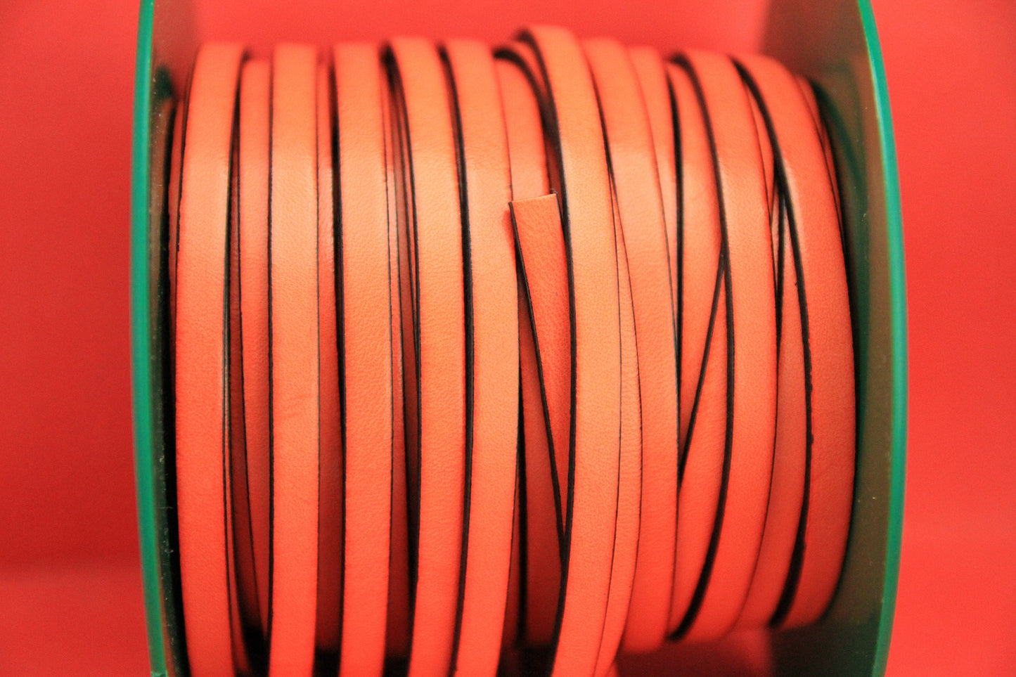 MADE in EUROPE 1 yard of 6mm flat leather cord, genuine leather 6mm strip, 6mm orange leather cord (MARF6NAR/B)