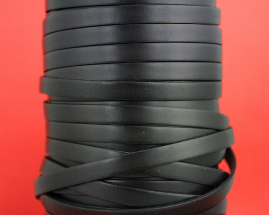 MADE IN SPAIN 24" flat leather cord, black 10mm flat leather cord, 10mm plain leather cord