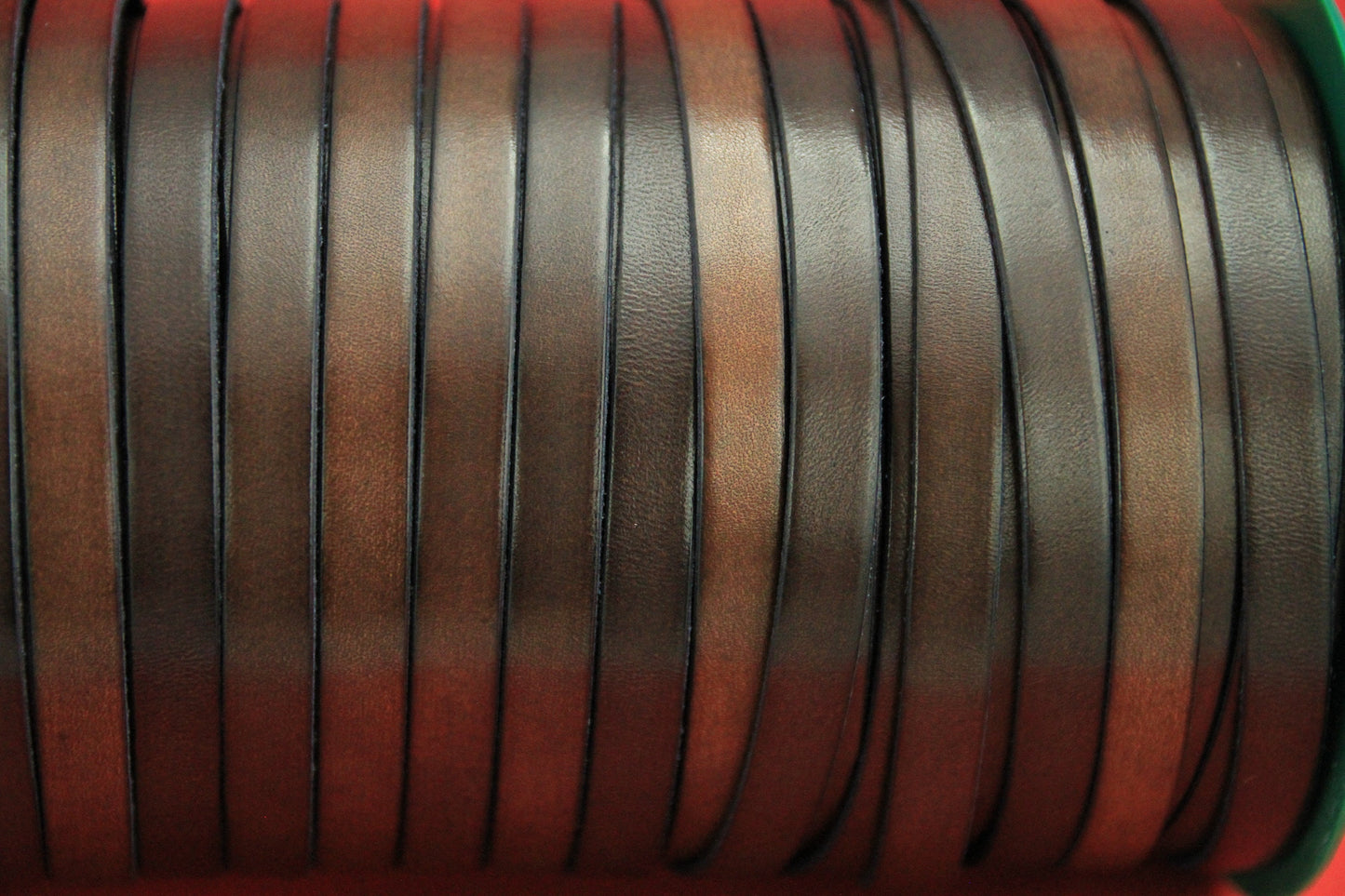 MADE in EUROPE 24" of genuine brown leather cord, flat 10mm dark brown leather cord, 10x2mm leather cord (MARF10BR)