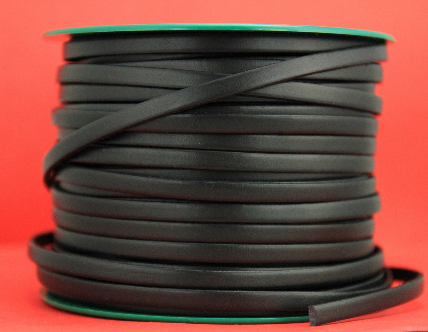 MADE in EUROPE 1 yard of 6mm flat leather cord,  black 6mm leather cord, black 6mm leather cord (MARF6NEG)