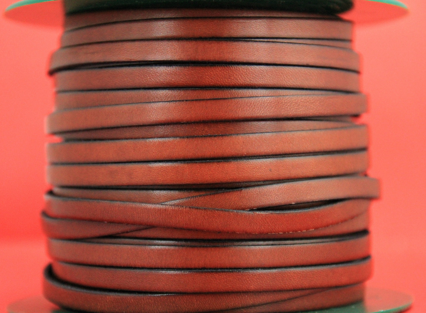MADE in EUROPE 1 yard of mm flat leather cord, genuine leather 6mm strip, 6mm cognac leather cord (MARF6COG)