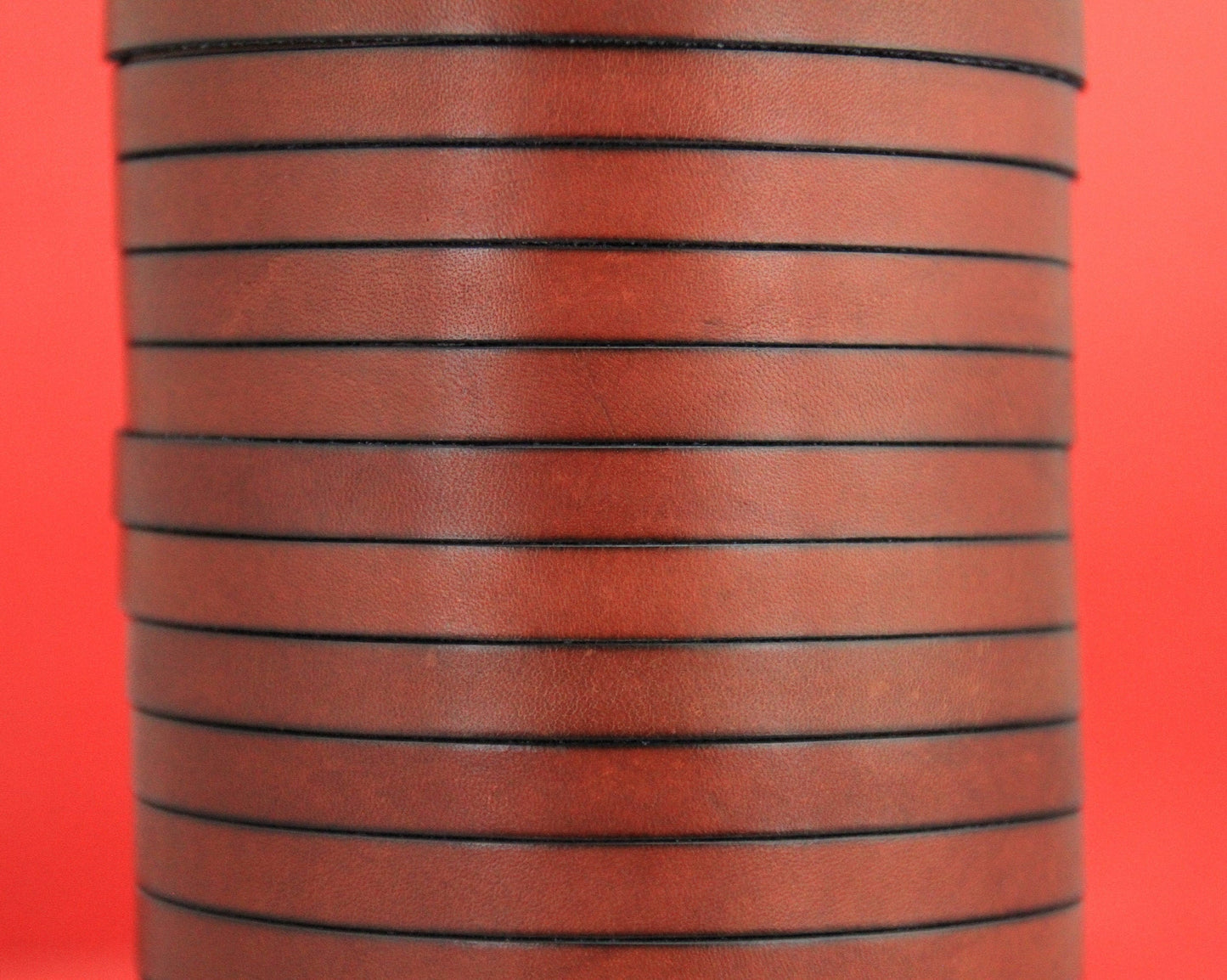 MADE in SPAIN 2 feet of flat 10mm genuine leather cord,10mm cognac leather cord, light brown leather cord, (MARF10COG)