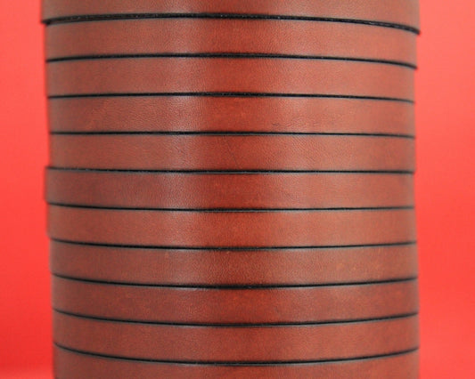 MADE in SPAIN 2 feet of flat 10mm genuine leather cord,10mm cognac leather cord, light brown leather cord, (MARF10COG)