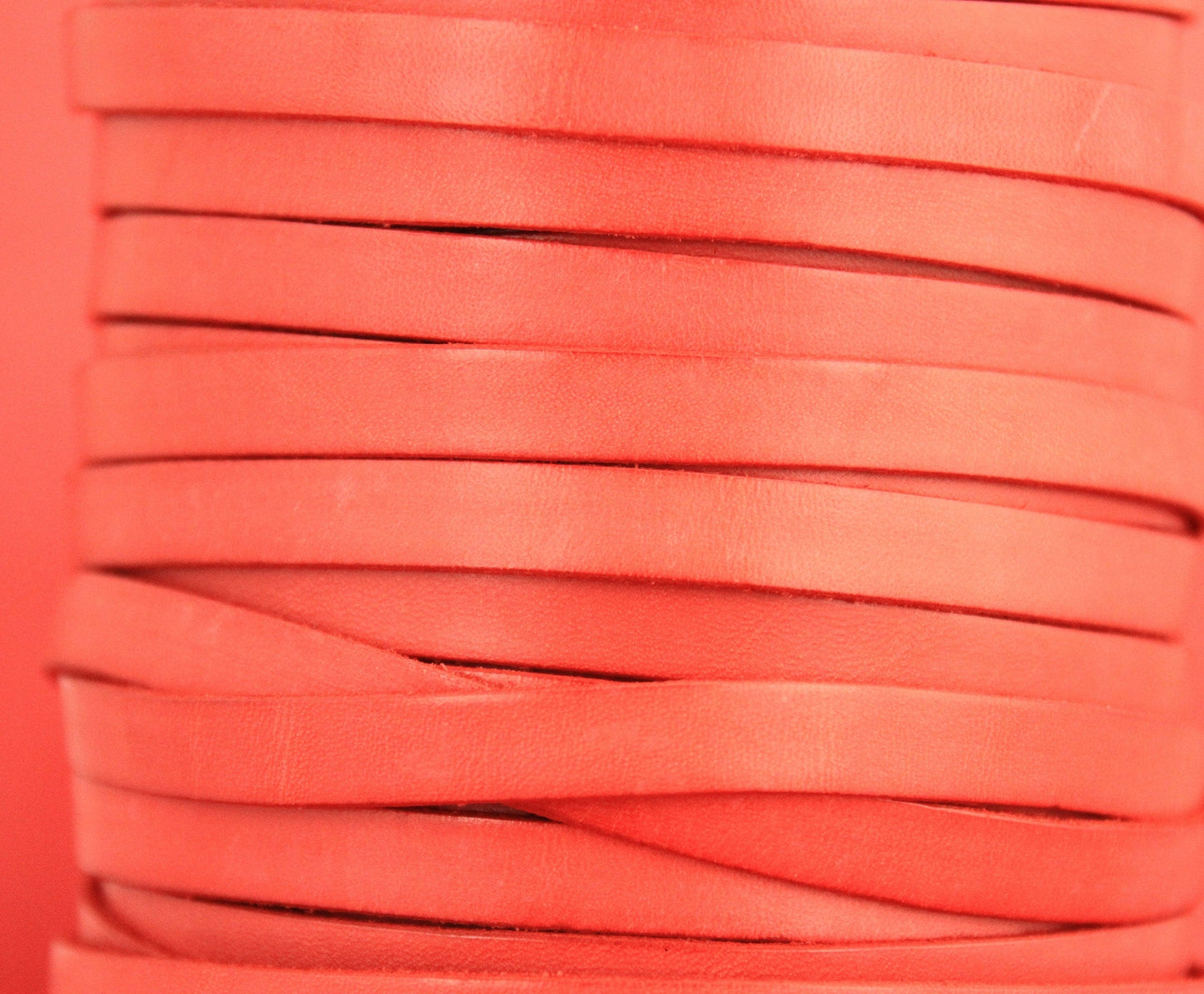 MADE IN SPAIN 24" flat leather cord, coral flat leather cord, 10mm flat leather cord (MARF10COR)