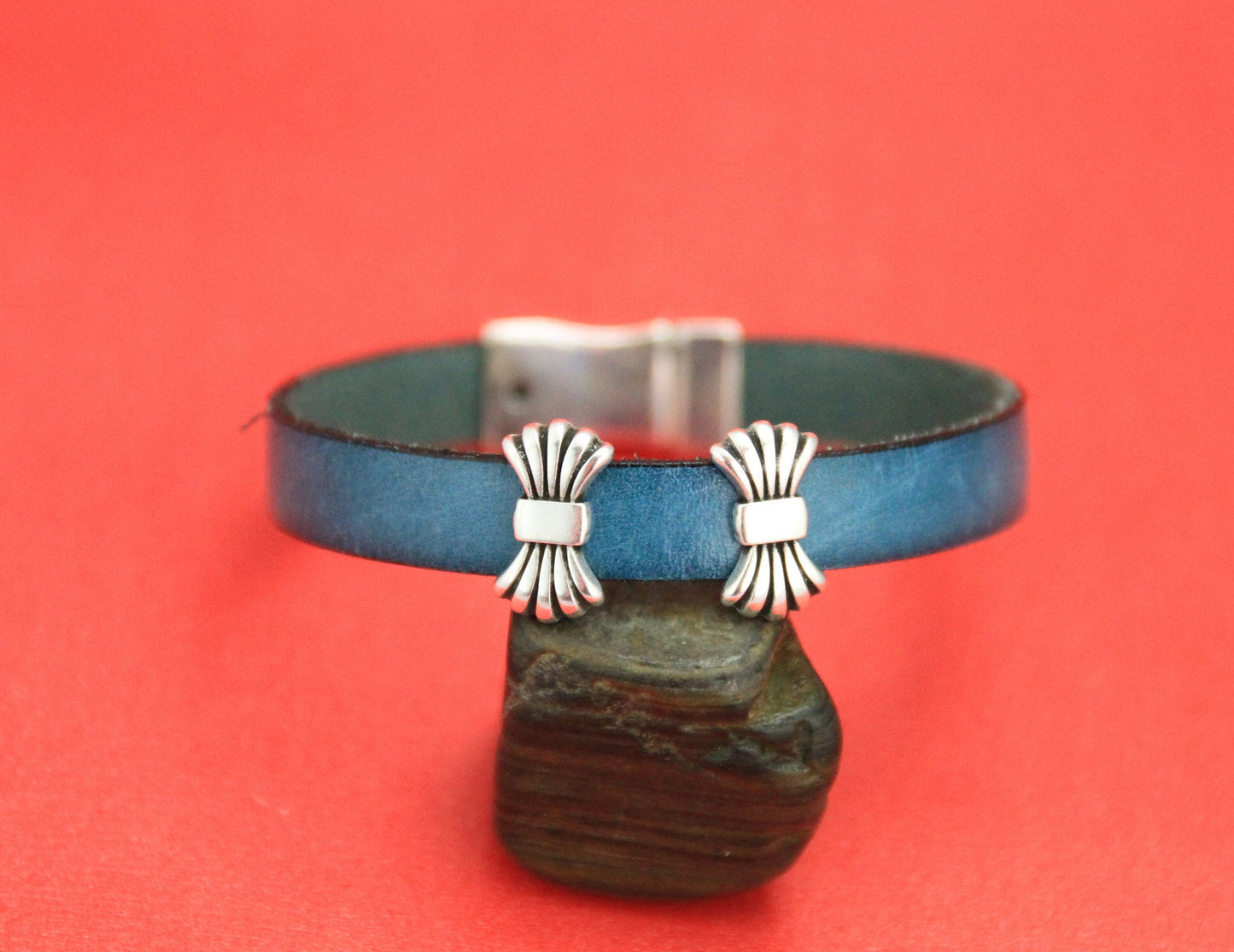 FS0364>>MADE IN EUROPE 2 zamak bow sliders 10mm flat cord, 10mm flat cord  bow sliders Qty2