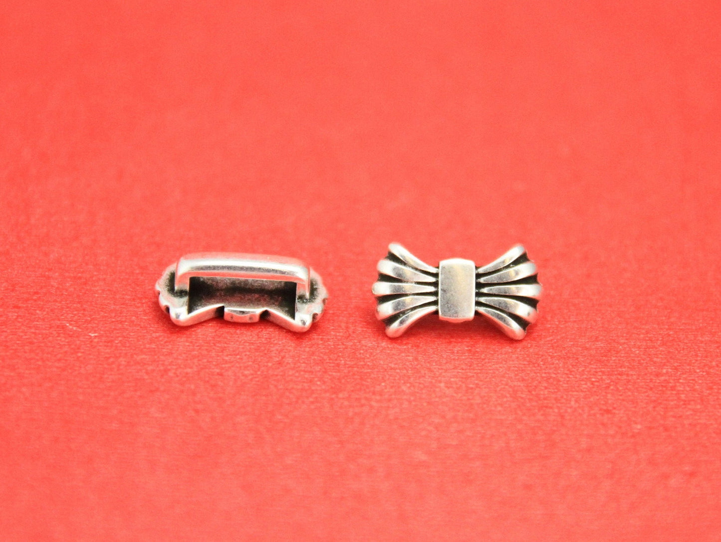 FS0364>>MADE IN EUROPE 2 zamak bow sliders 10mm flat cord, 10mm flat cord  bow sliders Qty2