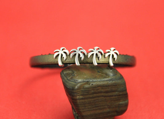 FS0373>> MADE in EUROPE 4 zamak palm sliders for 5mm flat cord, zamak palm tree sliders qty4