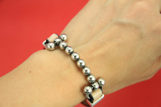 C0013>> MADE in EUROPE zamak beaded connector, flat 10mm leather cord connector Qty 1