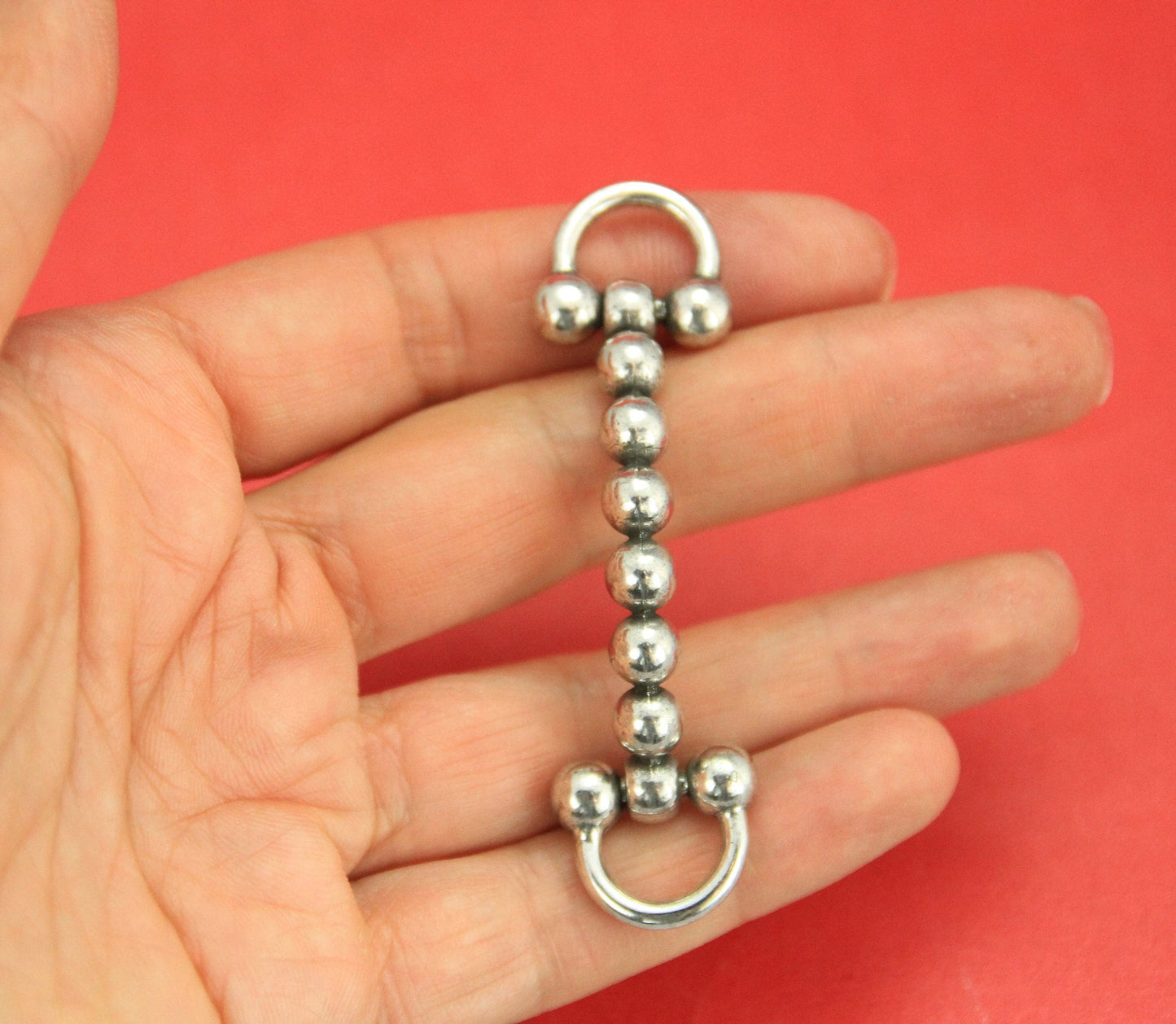 C0013>> MADE in EUROPE zamak beaded connector, flat 10mm leather cord connector Qty 1